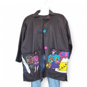 Silkscapes Vintage 80s 90s "Shopping" Art to Wearwear Relaxed Jacket Women's S